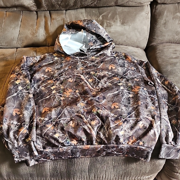 SHEIN Tops - SHEIN Brown & Tan Camo Hooded Sweatshirt